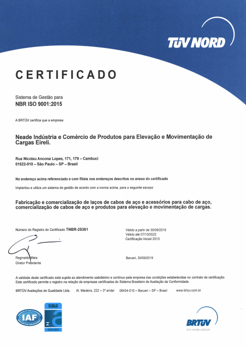 Certificado ISO9001 NEADE 2015 2016